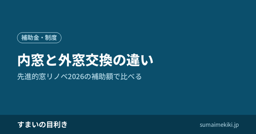 内窓と外窓交換の違い｜先進的窓リノベ2026の補助額で比べる